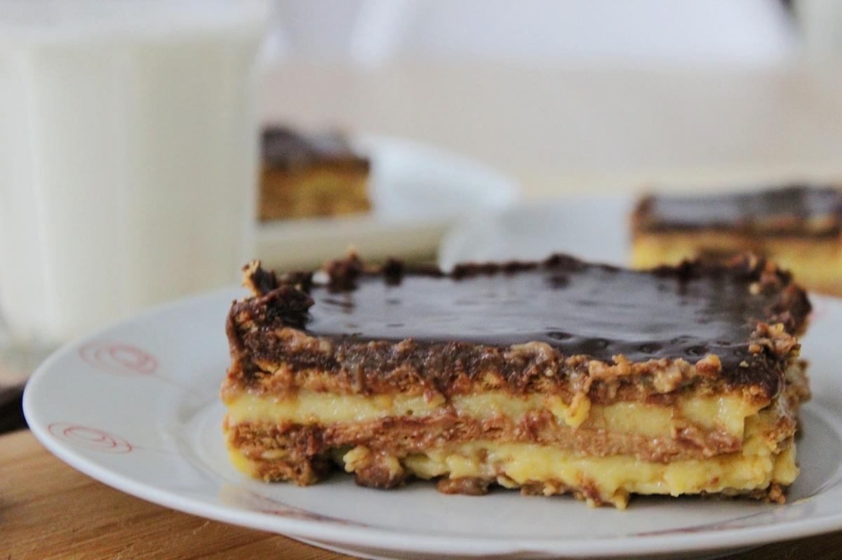 tarta de galletas y chocolate y flan