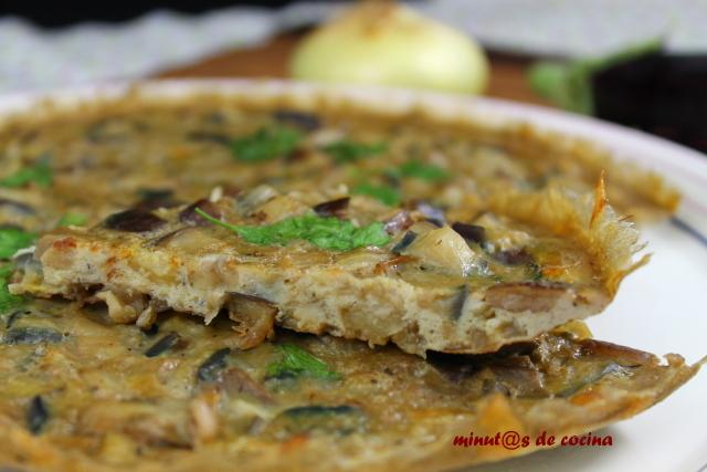 tortilla de berenjena y cebolla