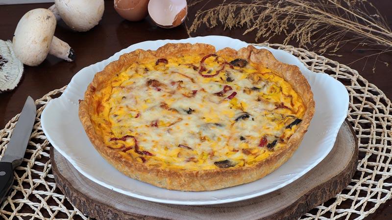 receta saludable de quiche o pastel de verduras con masa quebrada casera