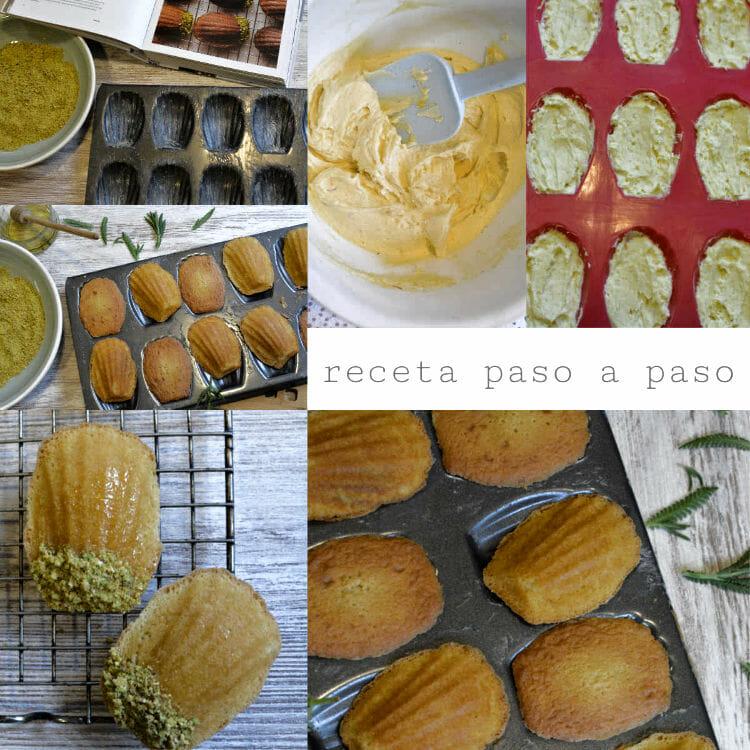 Madeleines caseras con miel y pistachos