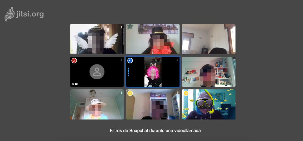 Videollamada grupal utilizando los filtros de Snapchat