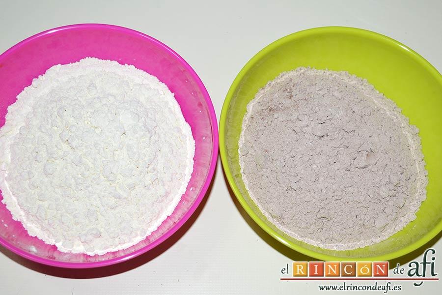 Galletas crujientes de mantequilla, obtener las dos harinas por separado