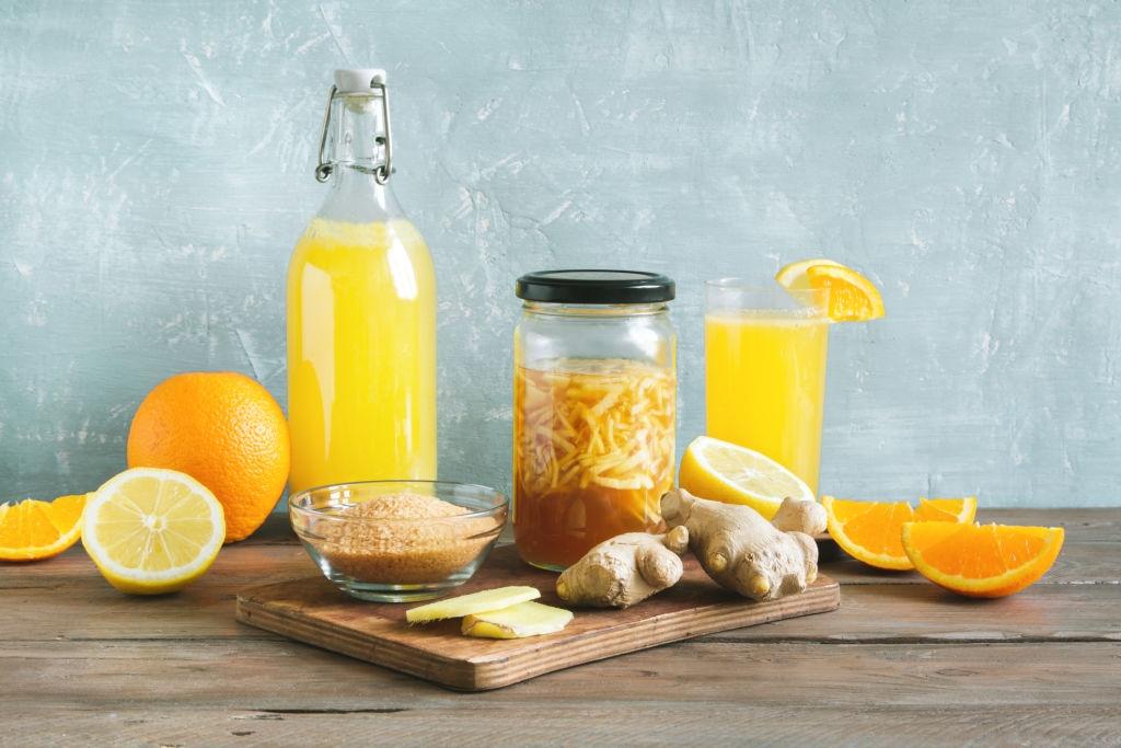 receta Kombucha con menta, naranja y jengibre