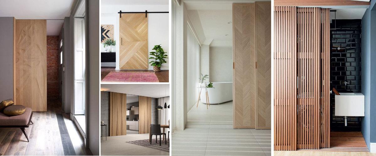 Puerta corredera de madera moderna