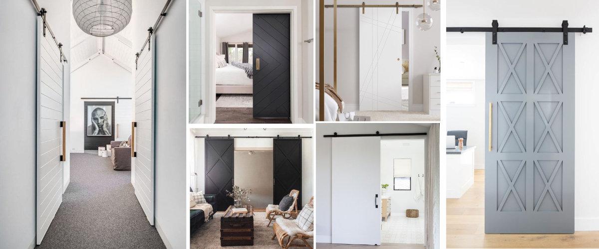 Puerta corredera negra y blanca