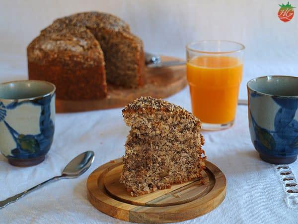 Receta Bizcocho integral de plátano y nueces 
