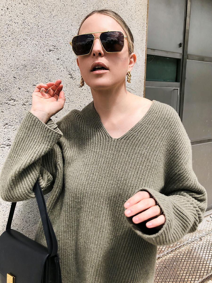Trini | Bottega Veneta sunglasses The Row sweater