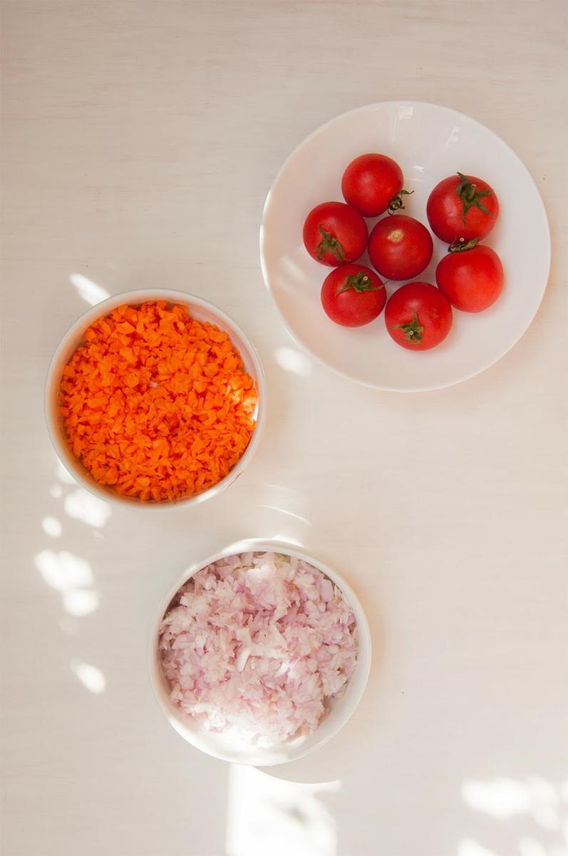 verduras preparadas para el sofrito