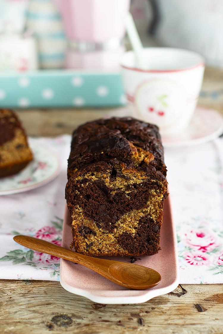 Plum Cake Zebra de Plátano y Chocolate