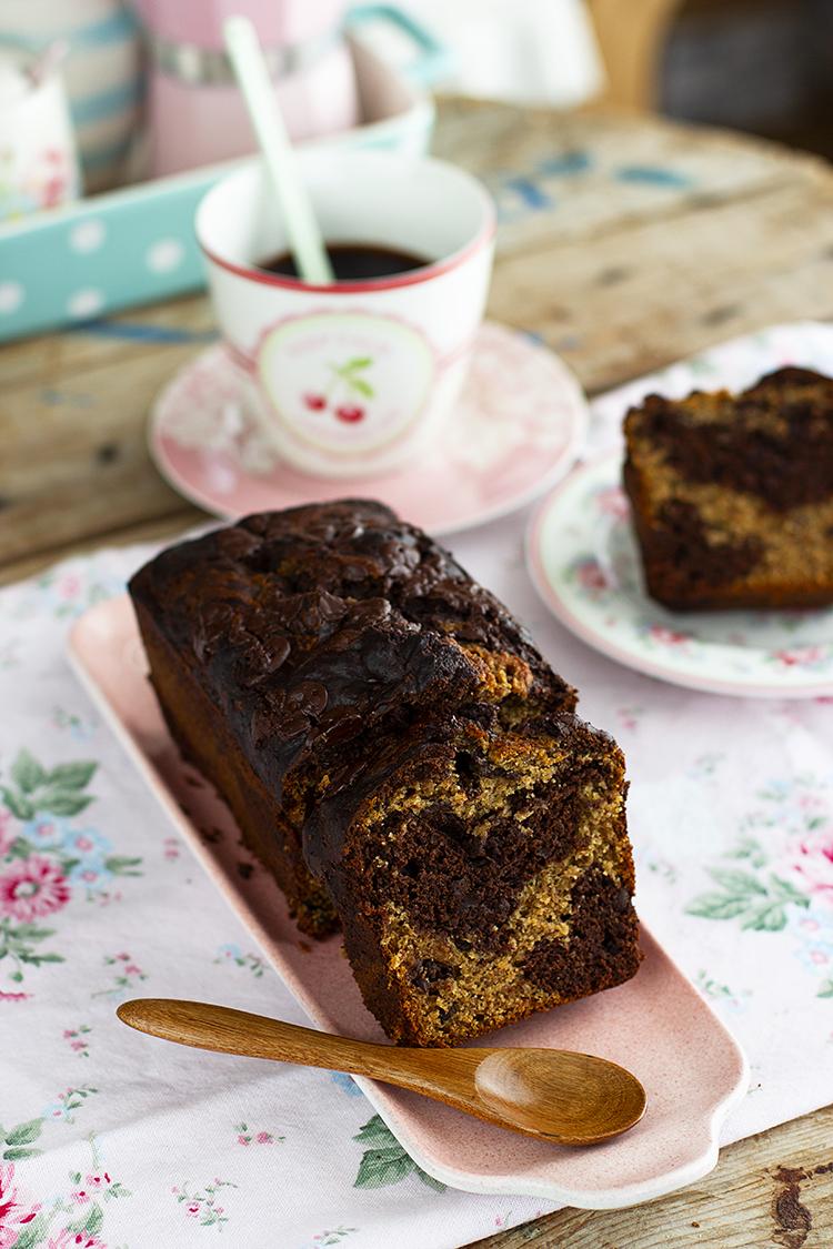 Plum Cake Zebra de Plátano y Chocolate