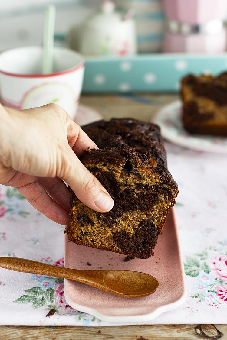 Plum Cake Zebra de Plátano y Chocolate
