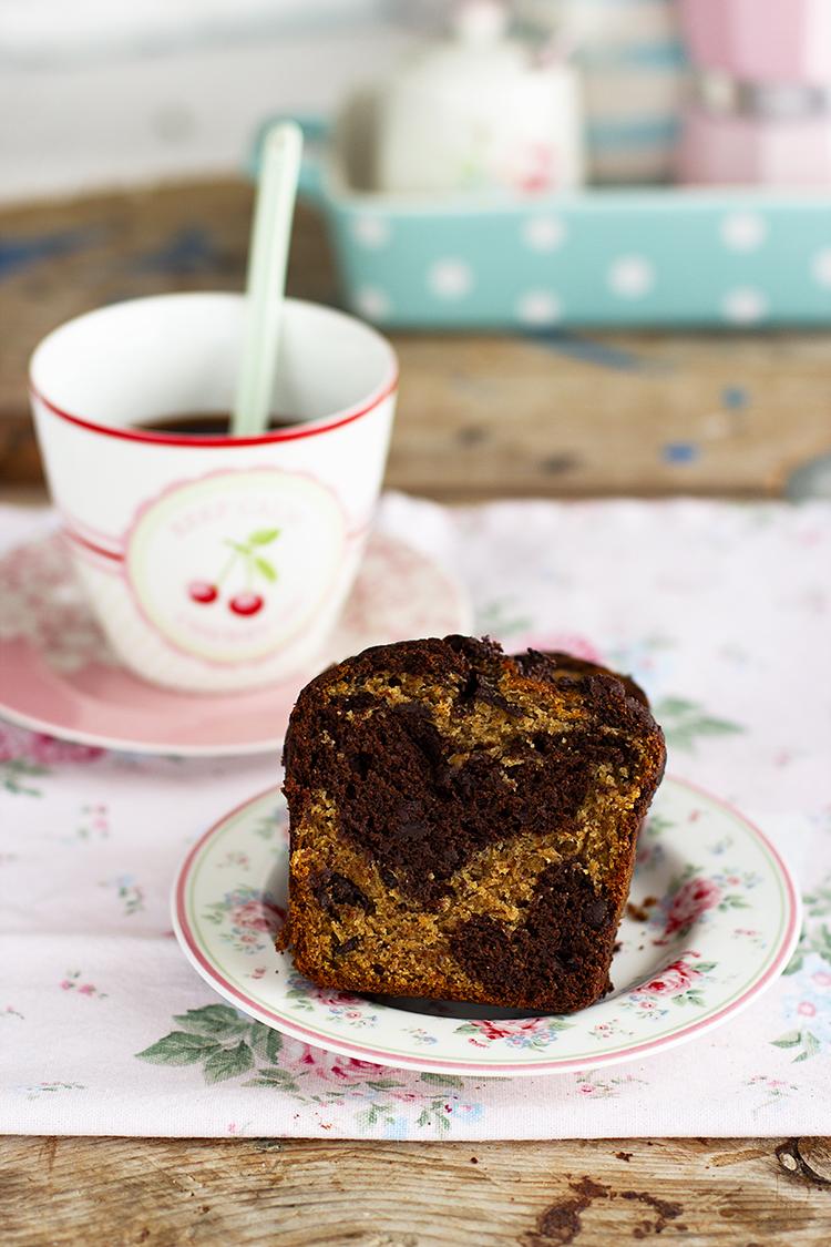 Plum Cake Zebra de Plátano y Chocolate