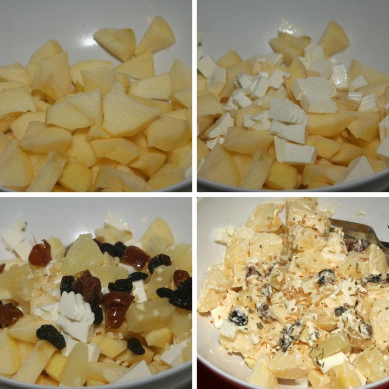 receta ensalada de manzana, pina y queso fresco