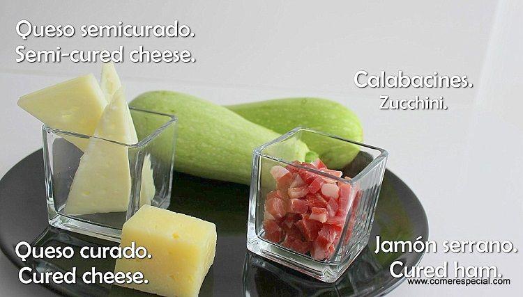 Ingredientes para calabacines rellenos al microondas
