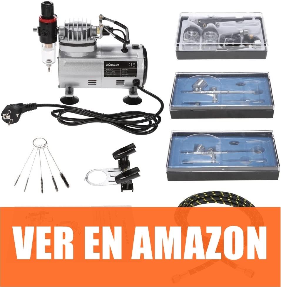 KKmoon FRE1702EUDDP 3 Kit - Aerógrafo Compresor Profesional