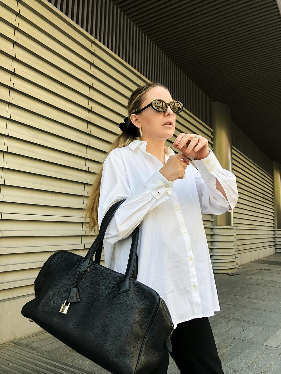 Trini | The Row shirt Chanel slingback