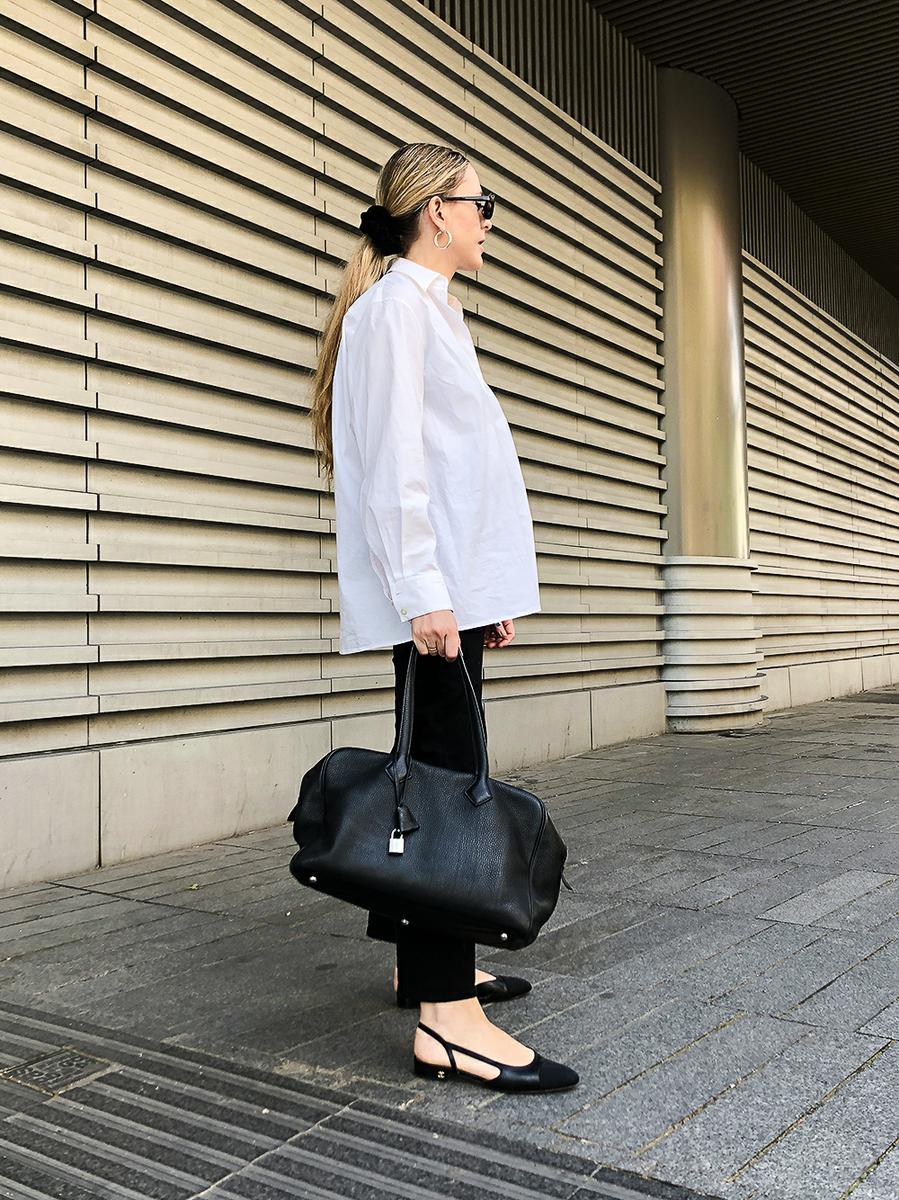 Trini | The Row shirt Chanel slingback
