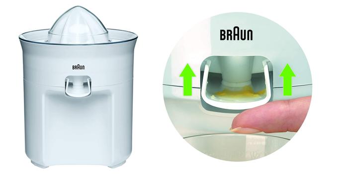 Exprimidor de naranja eléctrico con sistema anti goteo.