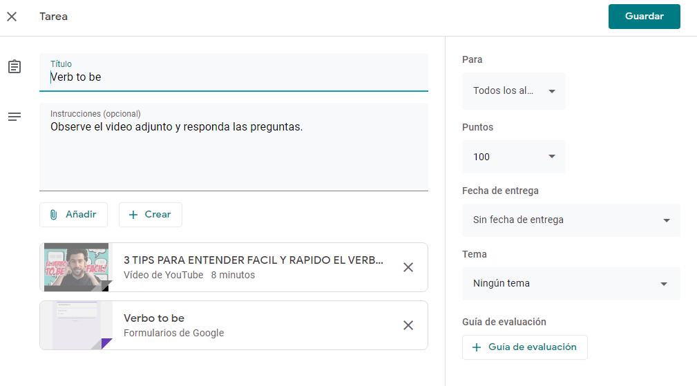 Tarea disponible para alumnos