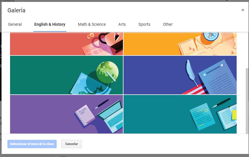 Galería de temas de Google Classroom