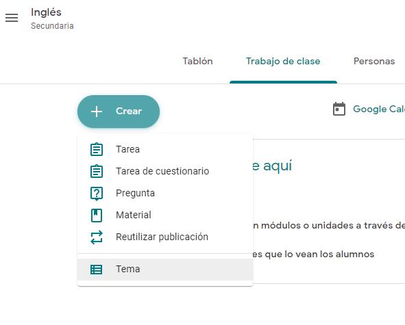 Crear trabajos de clase