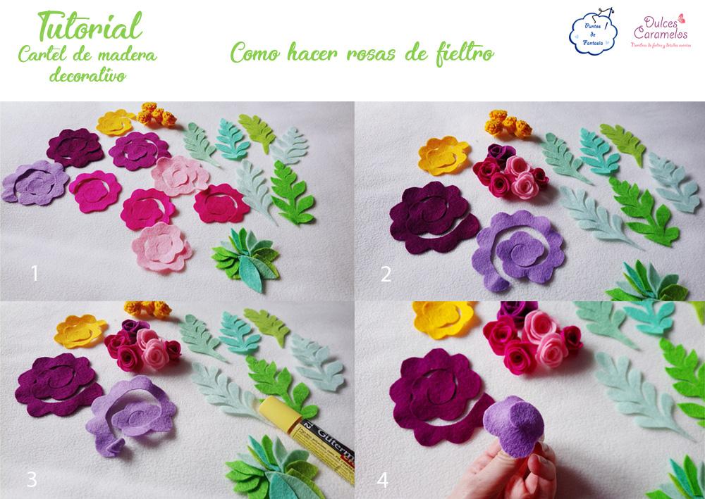 Tutorial cartel de madera flores fieltro