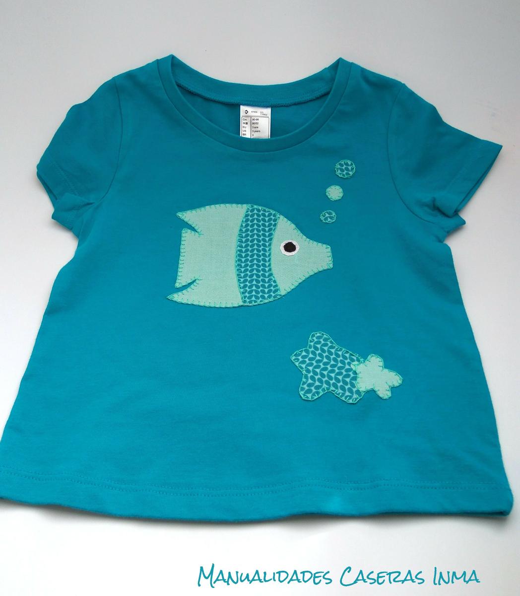 Manualidades Caseras Inma_ Camiseta de pez y estrellas de mar