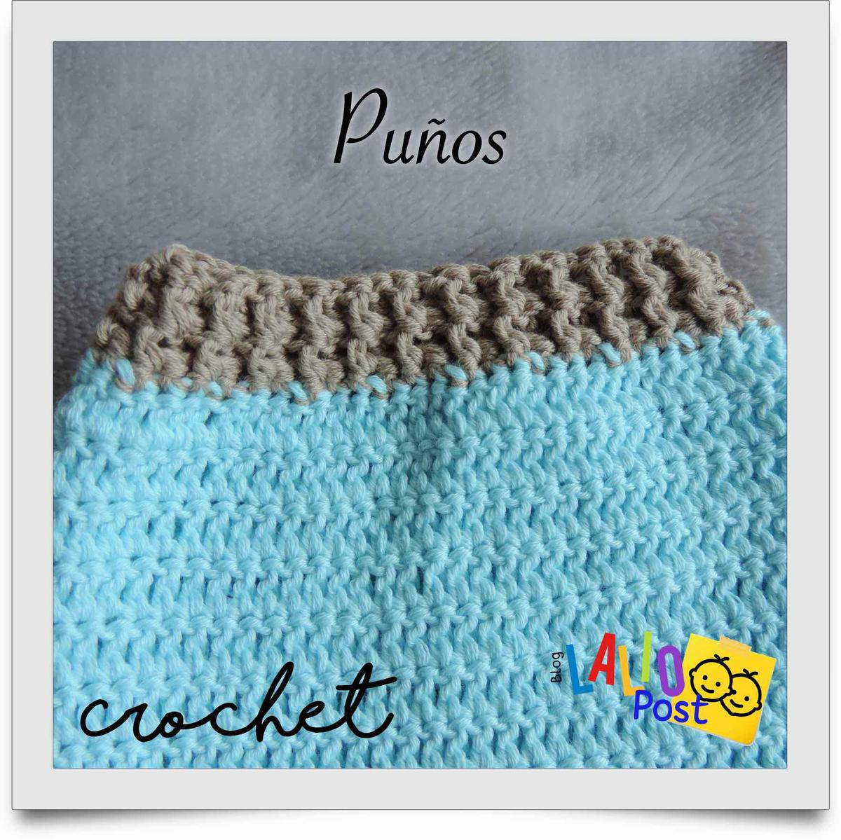 Puños de un jersey tejido crochet