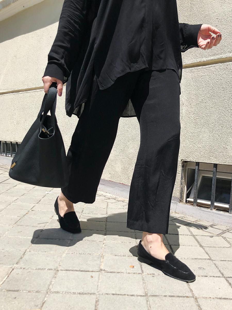 Trini | The Row shirt Theyskens Theory pants