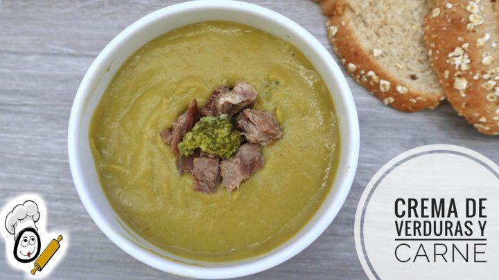 Plato de crema de verduras y ternera hecho con Mambo Cecotec