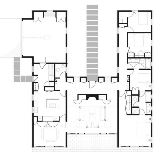 plano de casa moderna de cristaleras