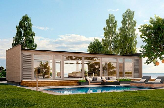 fachada de casa en forma de l