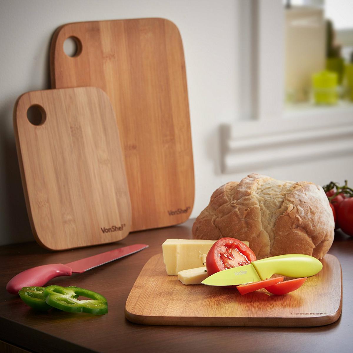 set de 3 tablas de cortar de bambú