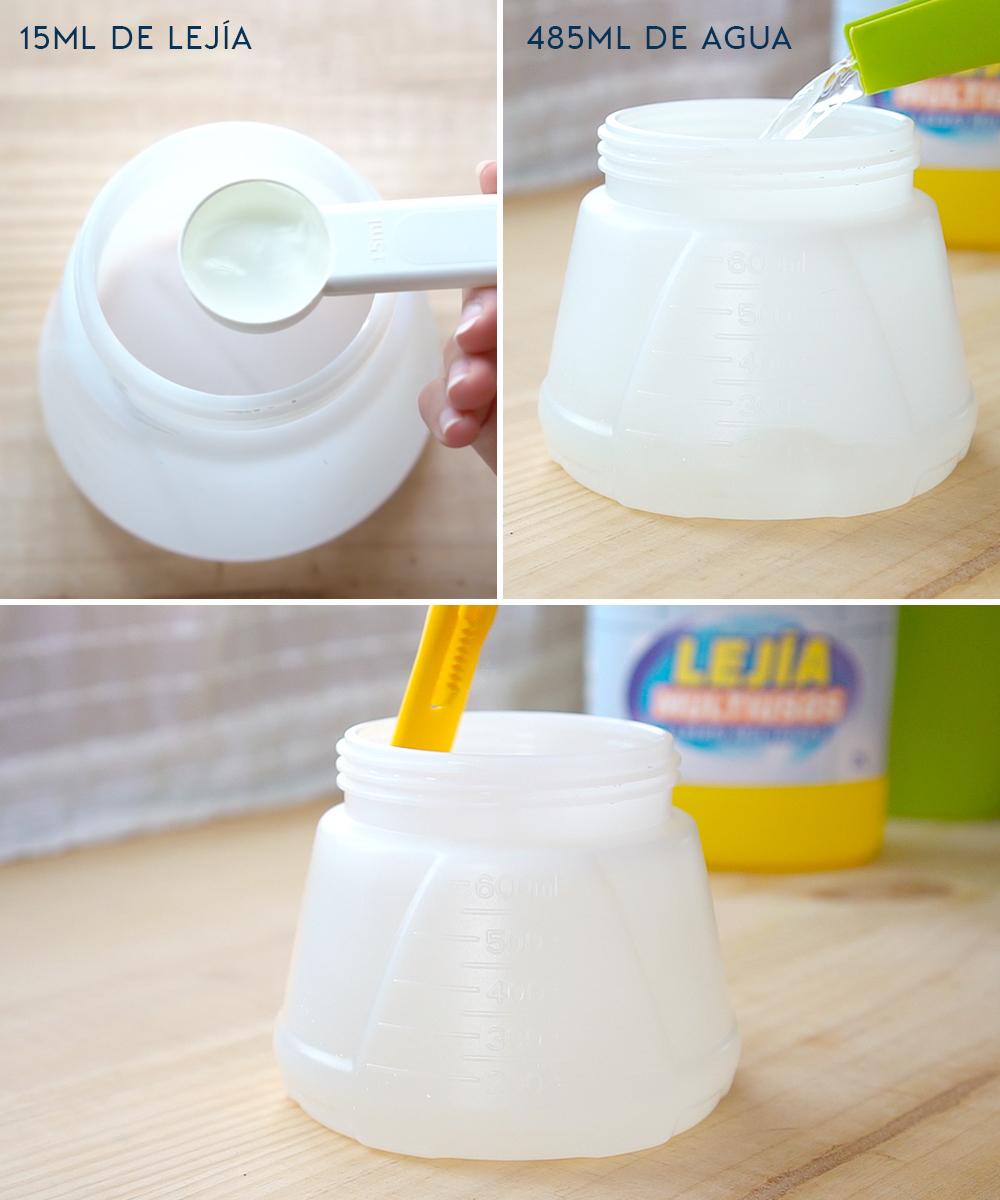 Proporción de lejia y agua para hacer desinfectante