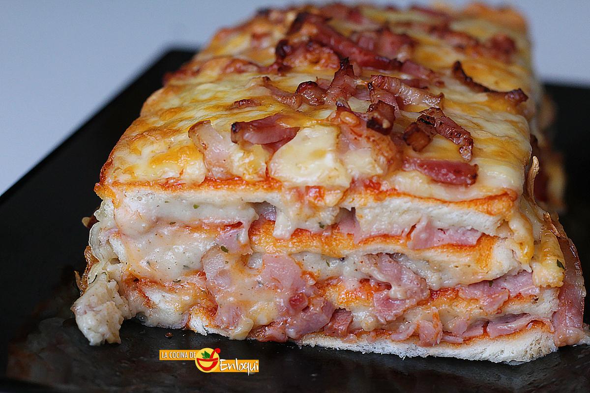 Pastel de pizza con pan de molde