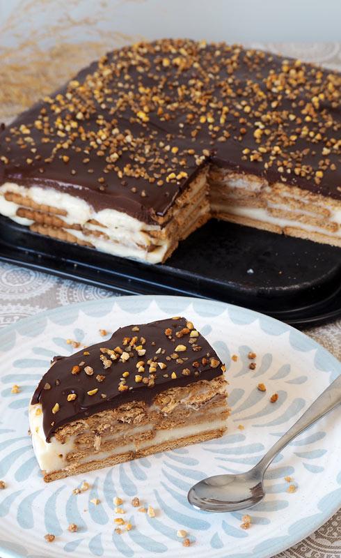 tarta de galletas tradicional receta paso a paso con crema casera