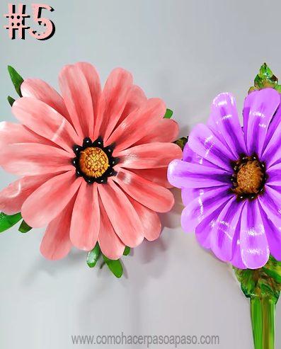 cómo hacer flores con botellas plásticas