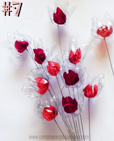 cómo hacer flores con botellas plásticas