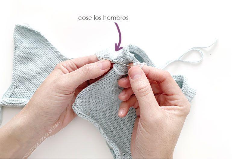 Cómo tejer el vestido de punto para niña y bebé SEASIDE - Patrón y Tuorial Paso a Paso - Cose los hombros