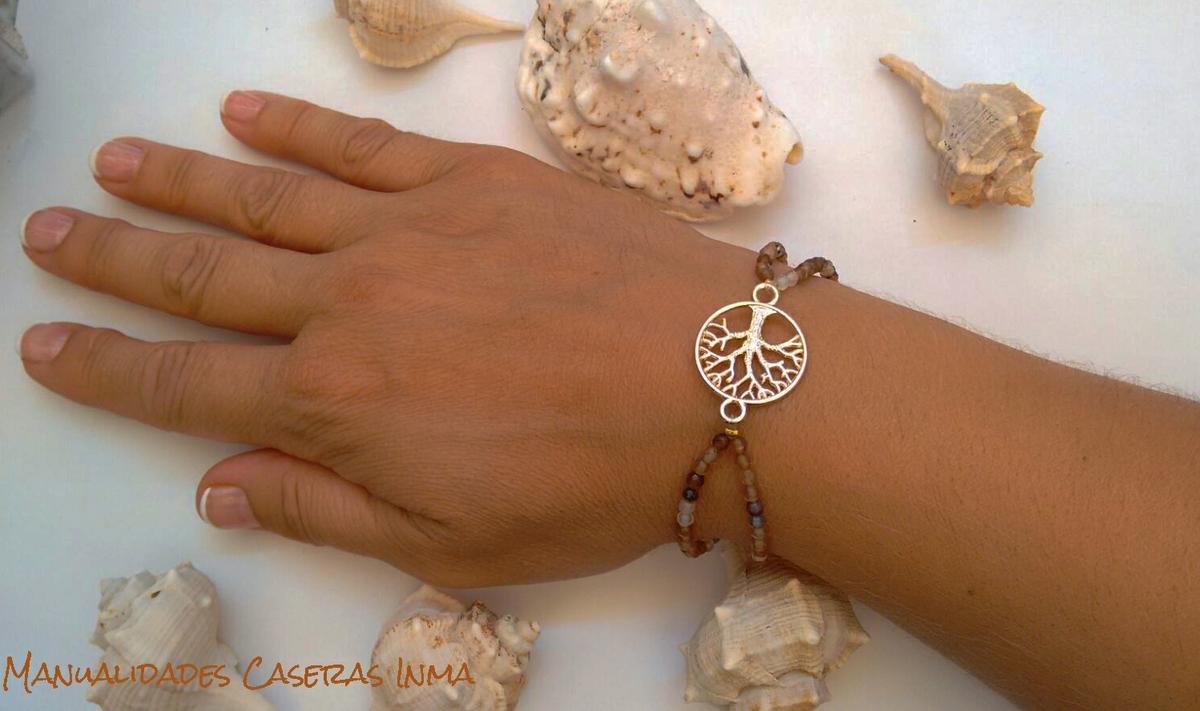 Manualidades Caseras Inma_ pulseras Arbol de la vida en tonos tierra