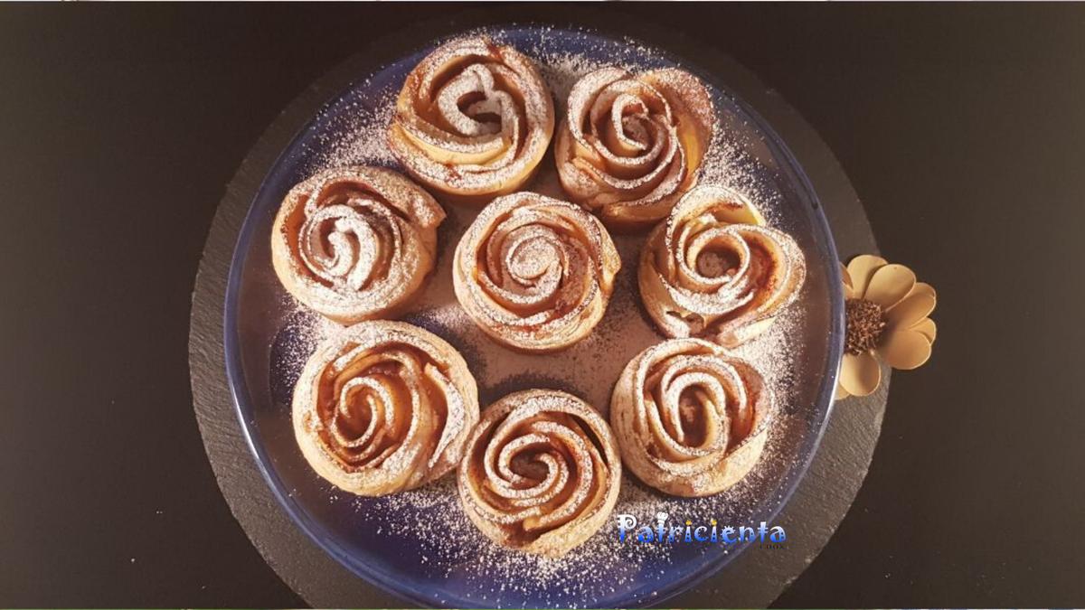 Rosas de hojaldre manzan ay canela