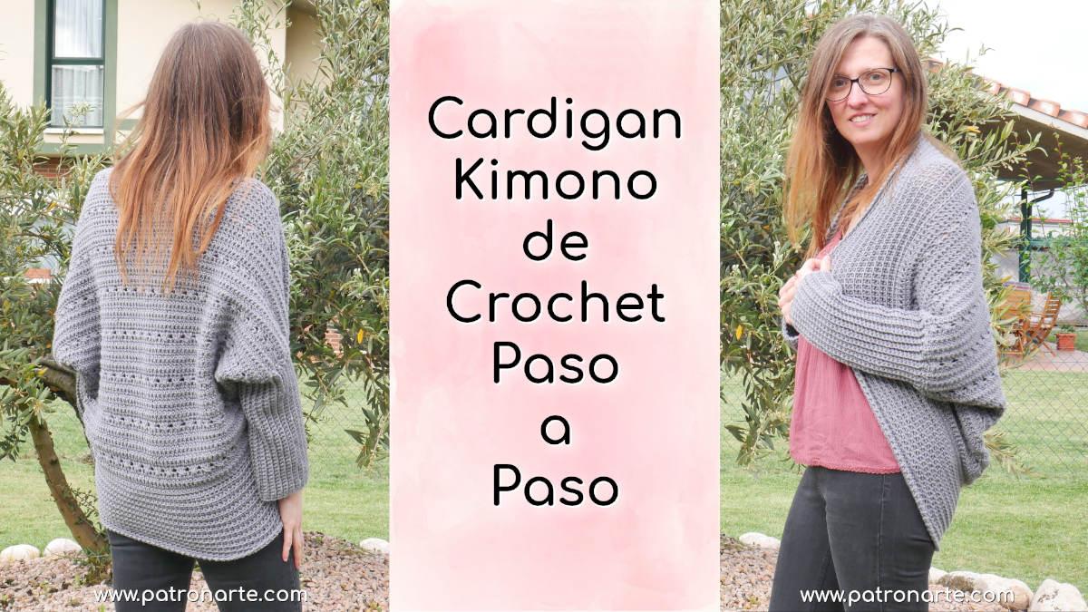  Cárdigan Kimono de Crochet - Ganchillo Paso a Paso