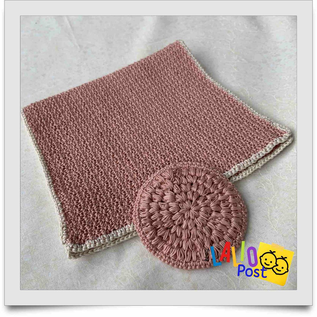 Toalla de mano y disco desmaquillante a crochet
