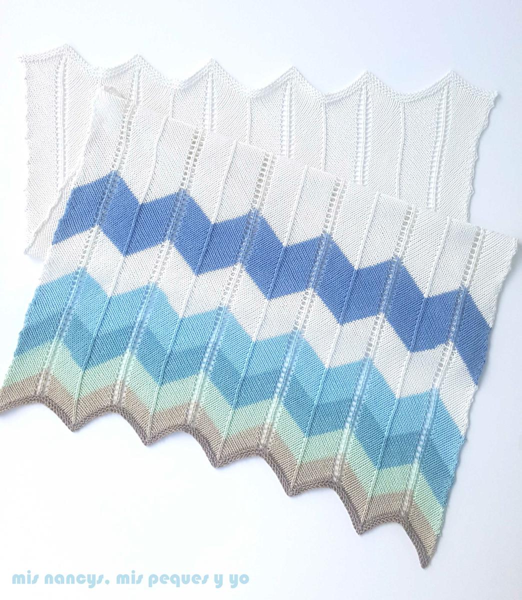 mis nancys, mis peques y yo, manta para bebe en zig zag, manta terminada y bloqueada