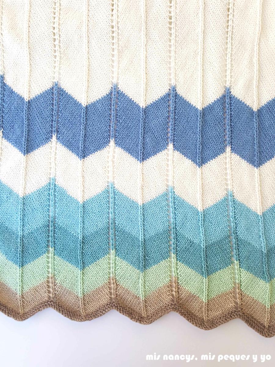 mis nancys, mis peques y yo, manta para bebe en zig zag, cambios de color