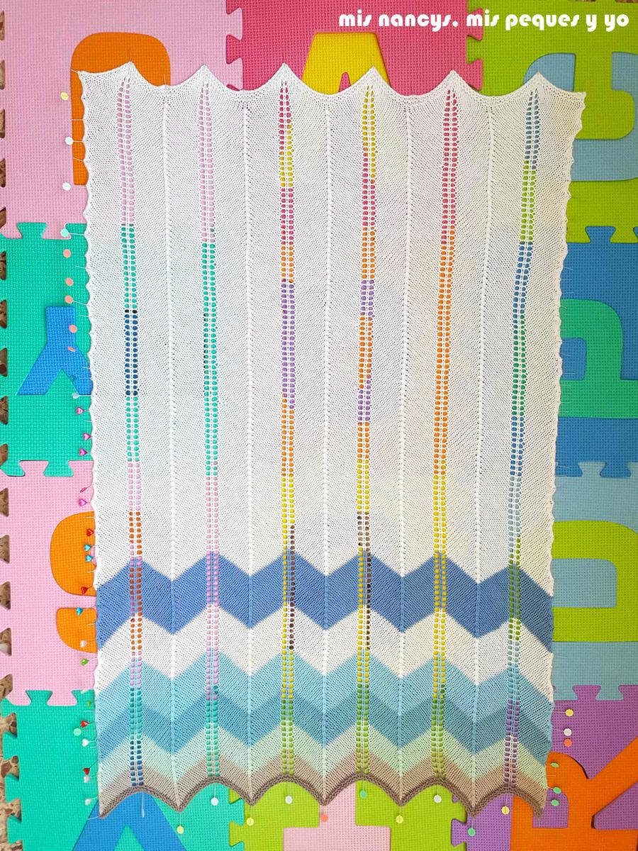 mis nancys, mis peques y yo, manta para bebe en zig zag, manta bloqueada