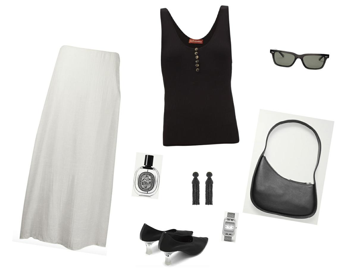 Trini | Prada skirt The Row bag