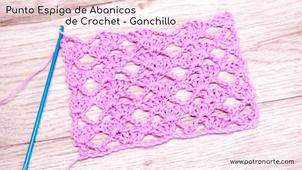 Punto Espiga de Abanicos de Crochet - Ganchillo
