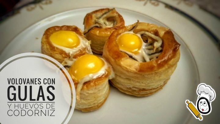 Volovanes con angulas sucedáneas y huevos de codorniz