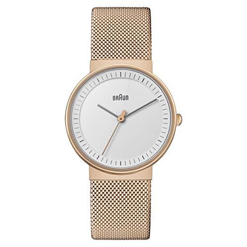 Braun Reloj Analógico para Mujer de Cuarzo con Correa en Acero Inoxidable BN0031RGMHL